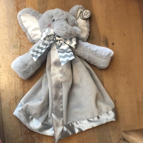 Bearington Baby Collection Elephant Lovey Gray Satin Plush Security Blanket - Picture 2 of 10